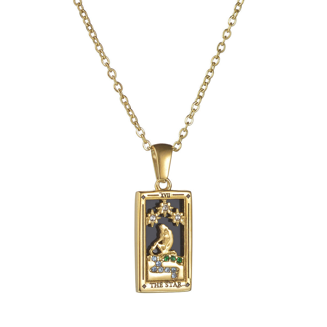 Olivenorma "Sun Lovers Star Moon" Tarot Cards Sign Necklace - THE STAR - Rose Gold - image 3