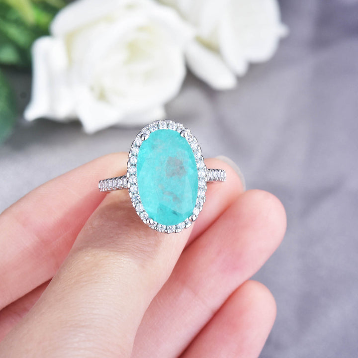 Olivenorma Large Oval Paraiba Tourmaline Adjustable Engagement Ring - image 2