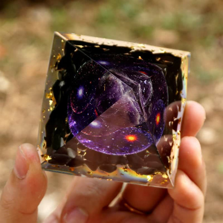 Olivenorma Yin And Yang Obsidian Orgone Pyramid - image 5