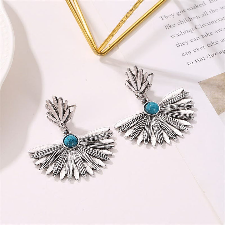 Olivenorma "Beauty And Strength" Vintage Sector Turquoise Earrings  - image 2