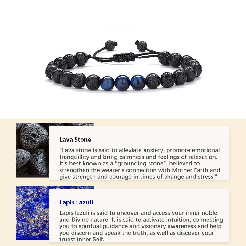 Natural Crystal Stone Healing Bracelet - Lava Stone&Lapis Lazuli - image 9