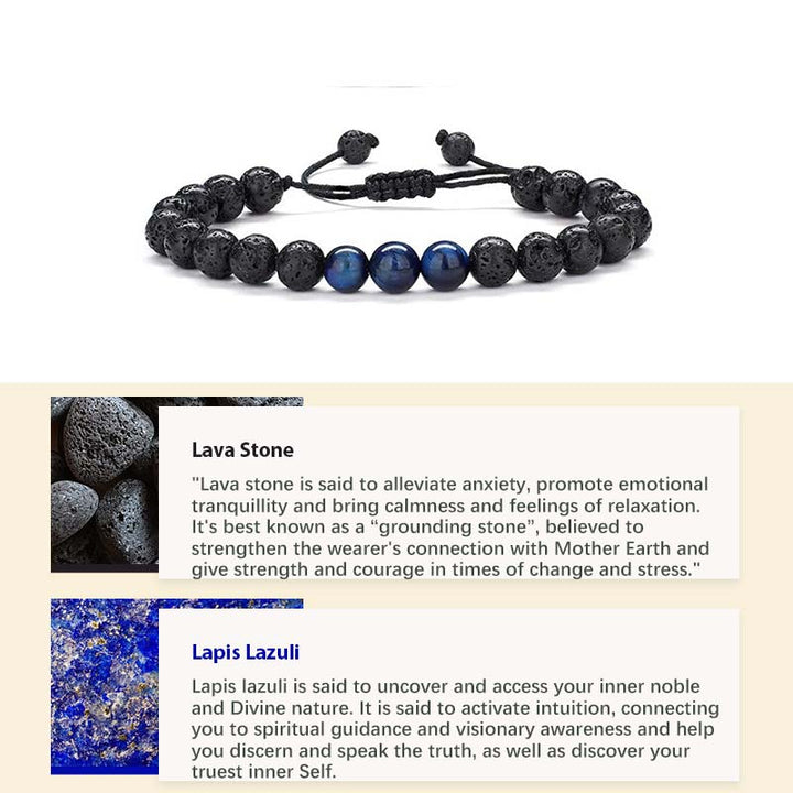 Natural Crystal Stone Healing Bracelet - Lava Stone&Lapis Lazuli - image 9