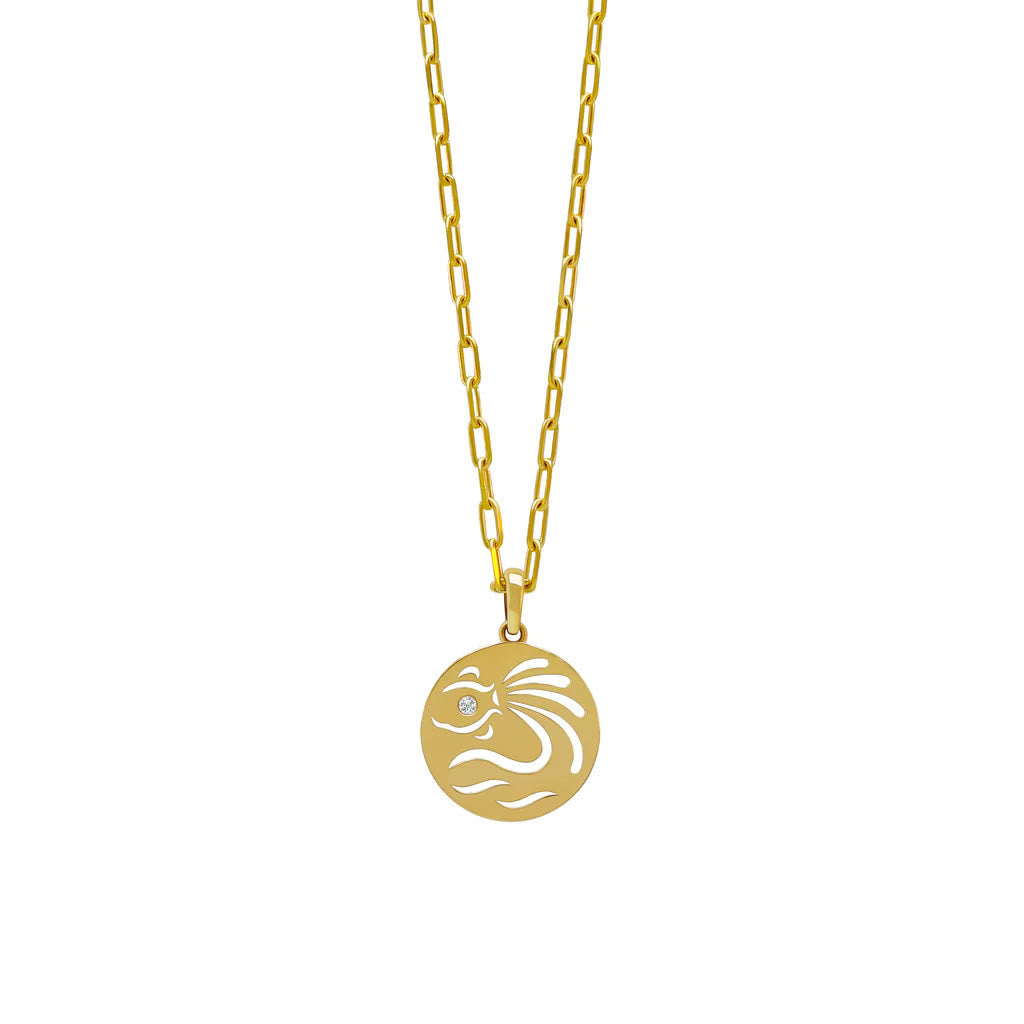 Olivenorma White Zircon Hollow Circle Zodiac Stainless Steel Necklace - Aquarius - image 2