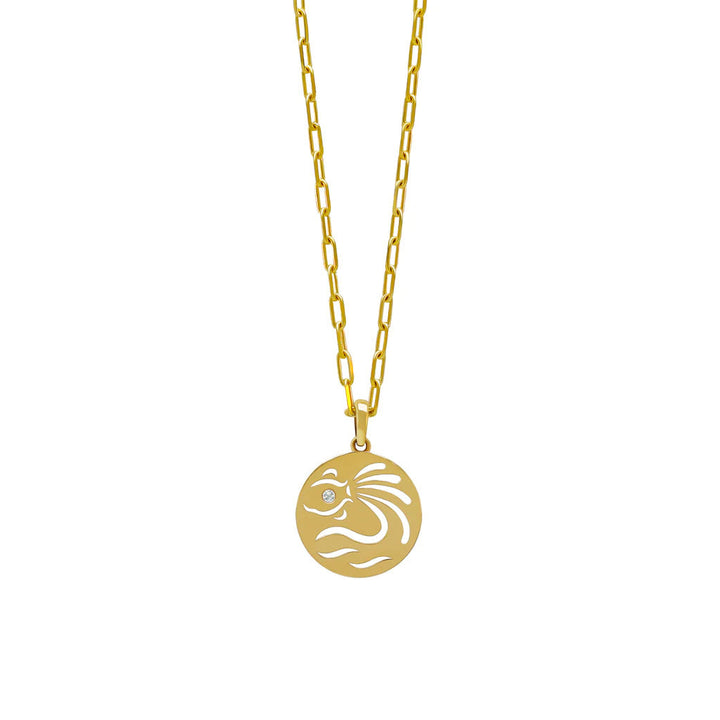Olivenorma White Zircon Hollow Circle Zodiac Stainless Steel Necklace - Aquarius - image 2