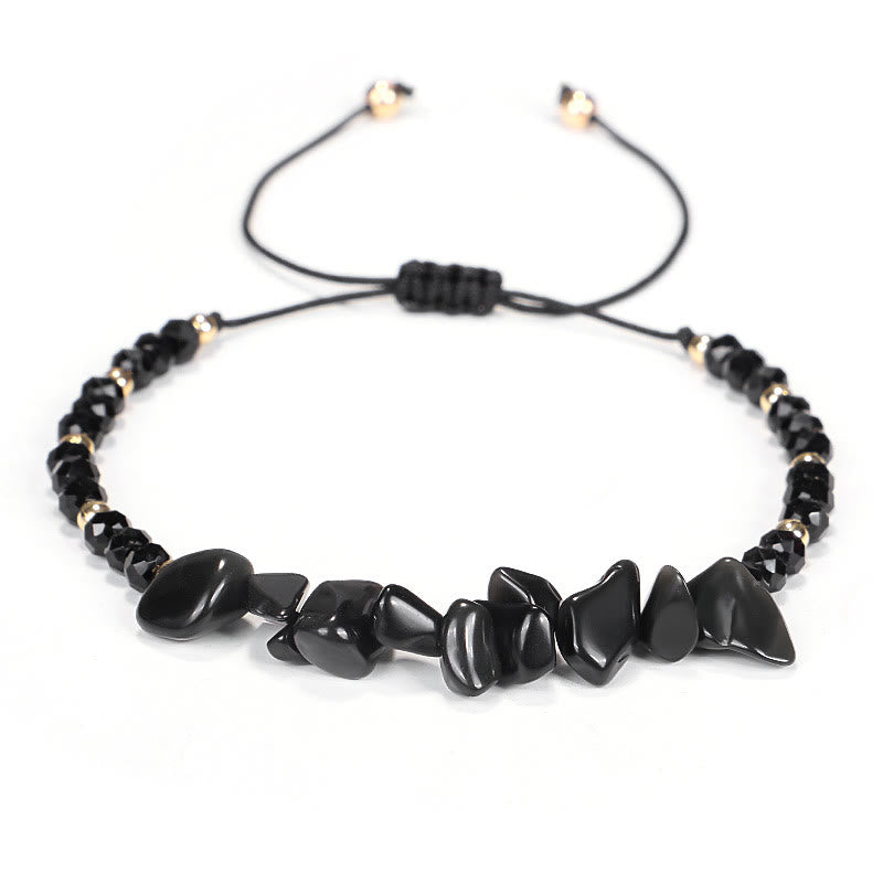 Olivenorma Bohemian Crystal Gravel String Bracelet - Obsidian - image 3