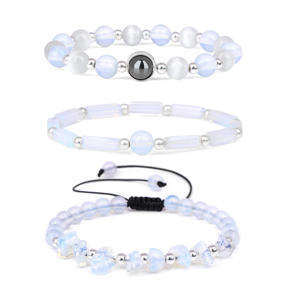 Olivenorma "Healing Wishes" Natural Crystal 3 Pieces Set Bracelet - Opal - image 9