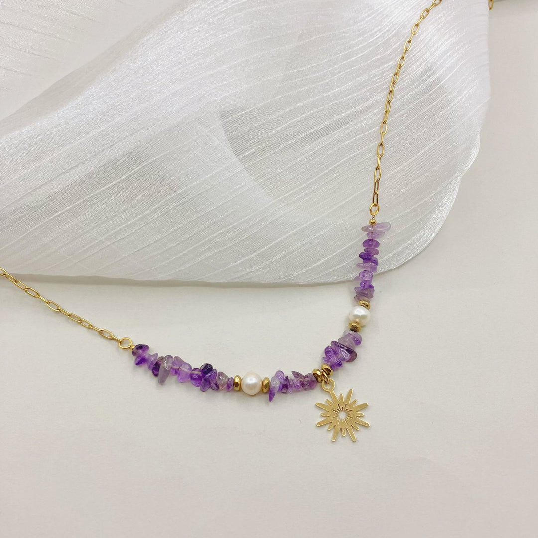 Olivenorma Irregular Amethyst Pearl 16 Pointed Star Pendant Necklace - image 4