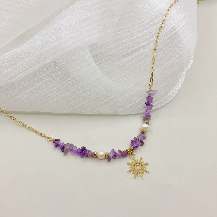 Olivenorma Irregular Amethyst Pearl 16 Pointed Star Pendant Necklace - image 4
