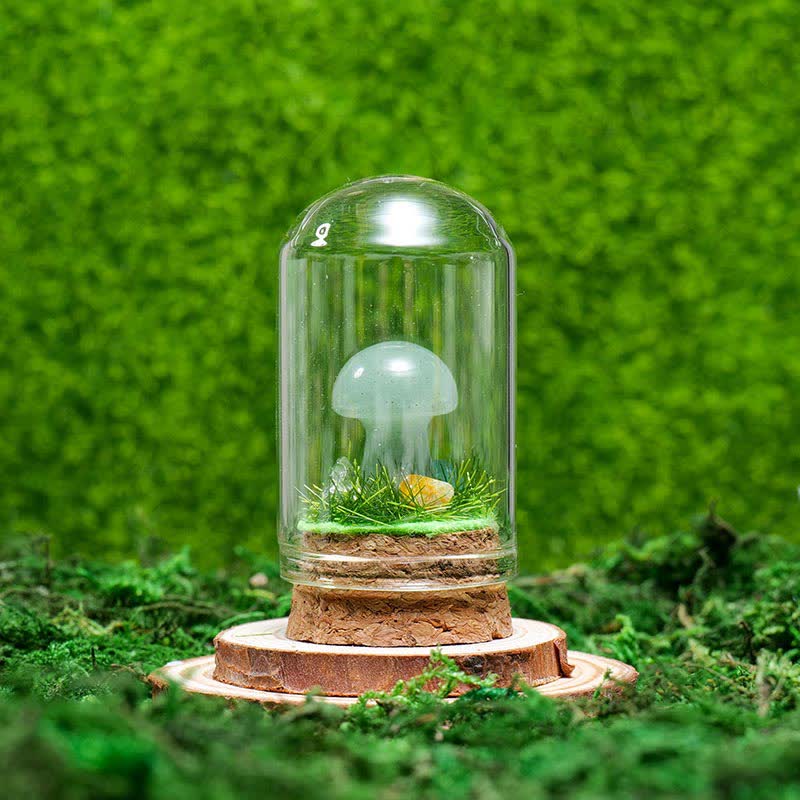 Olivenorma Glass Cover Natural Crystal Mushroom Decoration - Green Aventurine - image 22