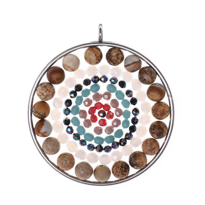 Olivenorma Datura Flower Round Pendant Crystal Necklace - Picture Jasper - image 3