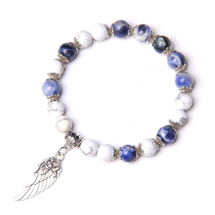 Olivenorma "Peace Energy" - Colors Crystal Agate Wing Bracelet - Blue Sodalite&White Turquoise - image 5