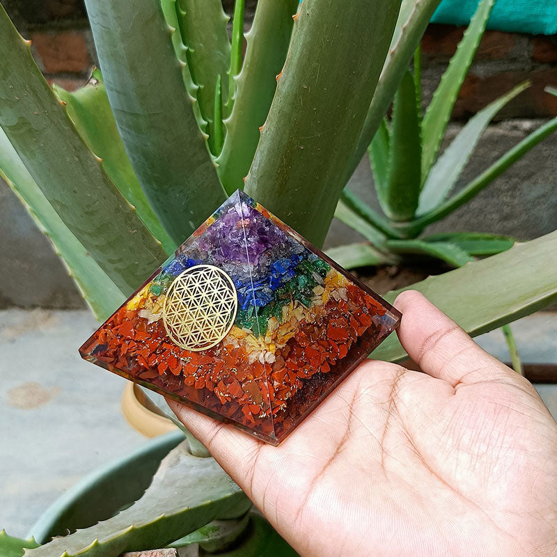 Olivenorma Chakra Flower Of Life Symbol Orgone Pyramid - image 4