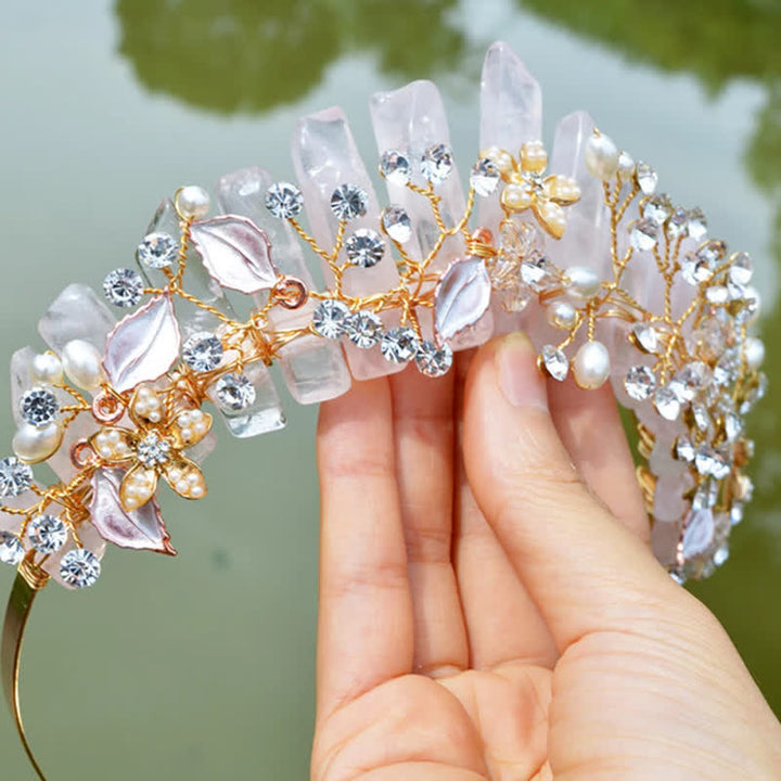 Olivenorma Luxury Natural Crystal With Pearl Crystal Crown - image 8