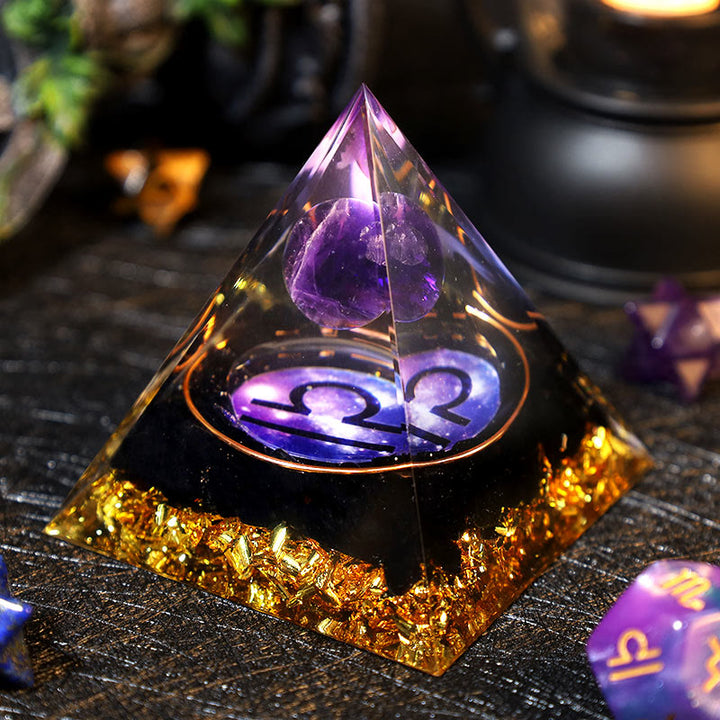 Olivenorma Amethyst Ball Obsidian Gravel Zodiac Libra Orgone Pyramid - image 1