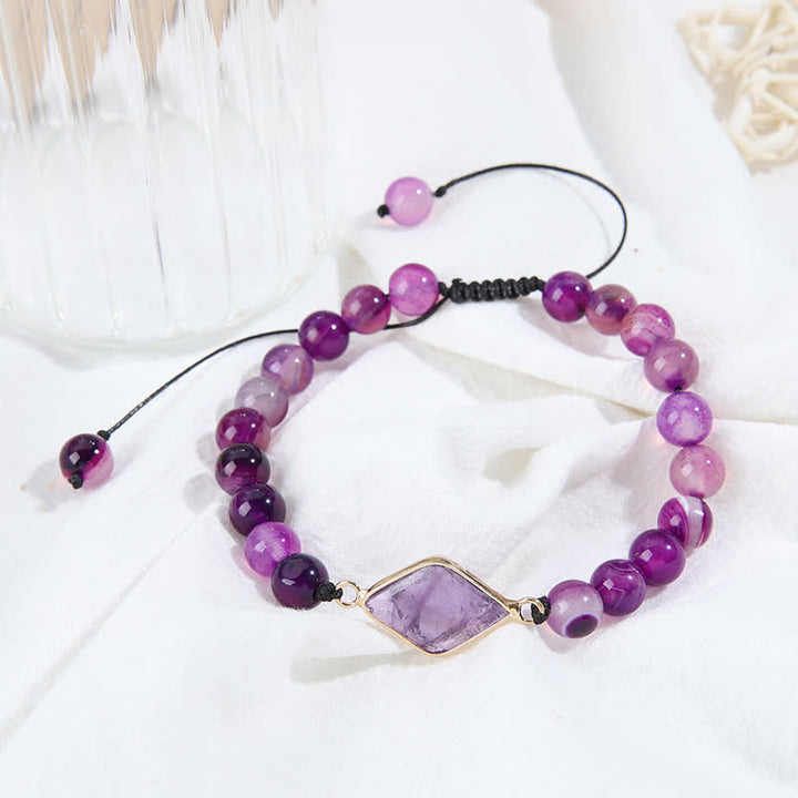Olivenorma Amethyst Rhombus Pendant Beads Bracelet  - image 1