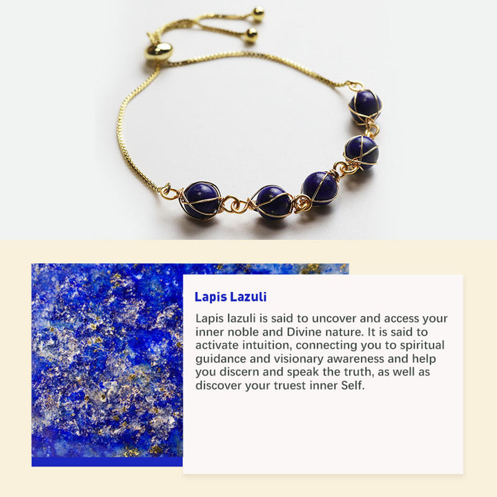 Chakras Natural Crystal Stone Bracelet - Lapis Lazuli - image 9