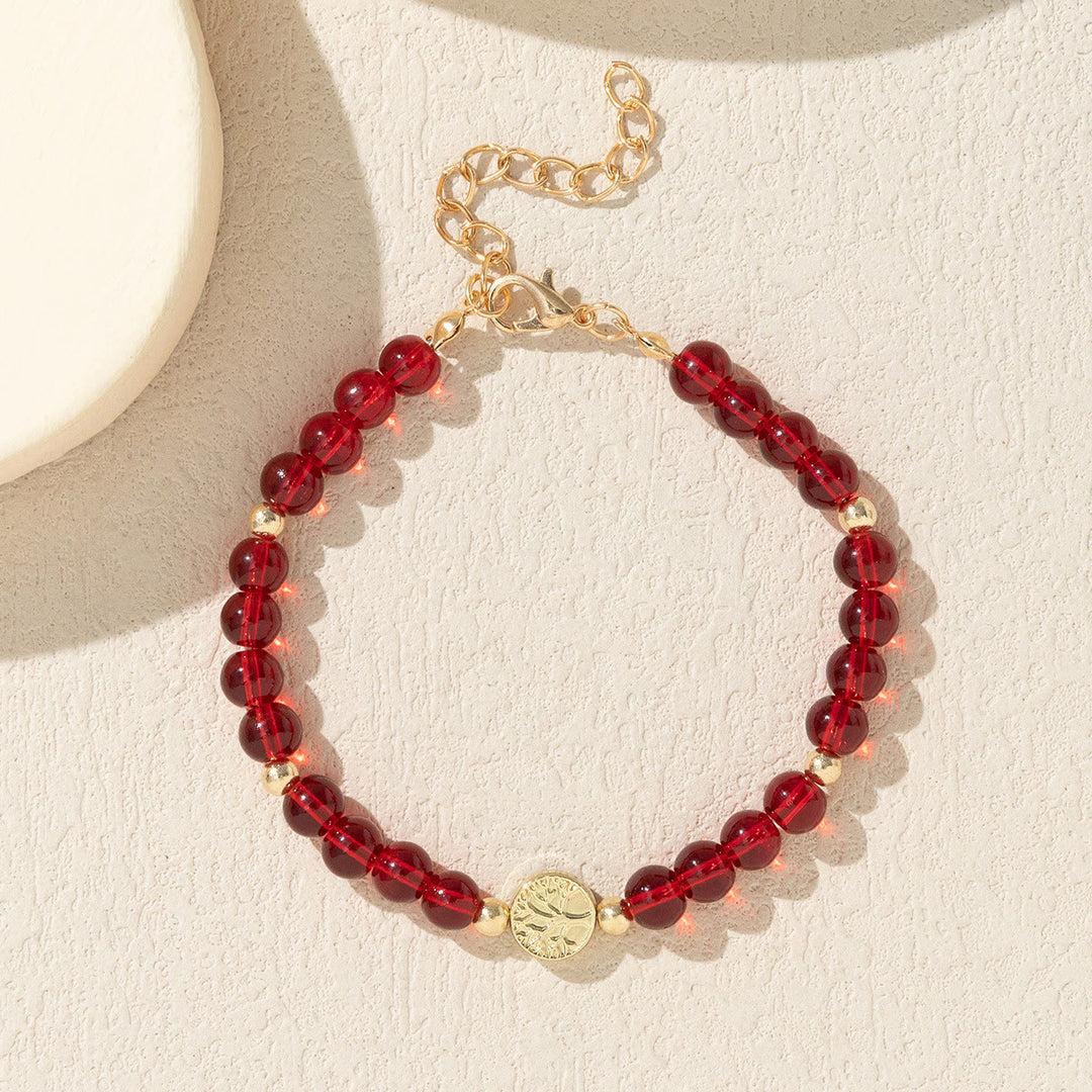 Olivenorma Multicolor Crystal Beaded Tree of Life Bracelet - Garnet - image 9