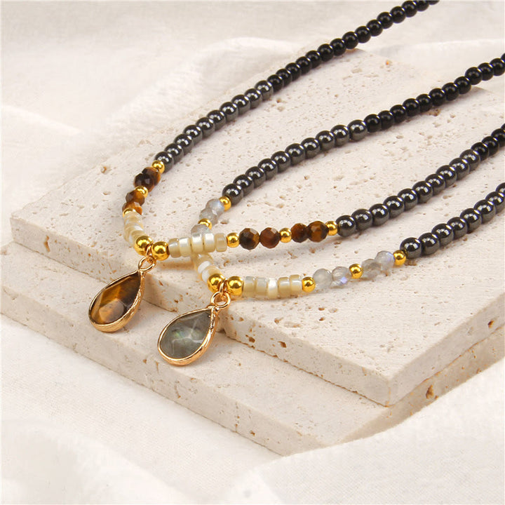 Olivenorma Natural Obsidian Faceted Glass Gemstone Pendant Necklace - image 16