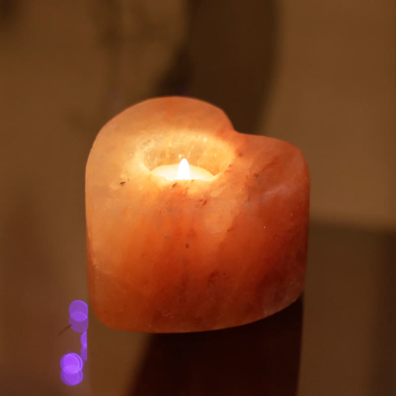 Olivenorma Hand Carved Heart Shape Candle Holder Himalayan Pink Salt Lamp - Heart - image 0