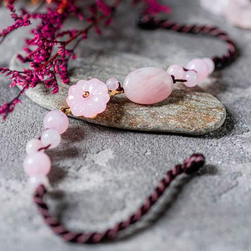 The Flower of Love Rose Quartz Anklet Bracelet - image 4