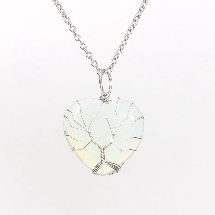 Olivenorma Natural Crystal Heart Necklace - Opal - image 6