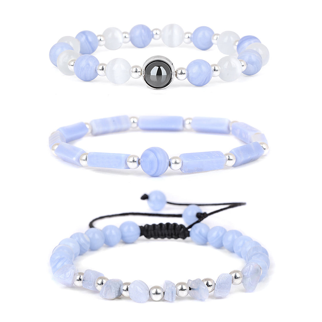 Olivenorma "Healing Wishes" Natural Crystal 3 Pieces Set Bracelet - Purple Agate - image 12