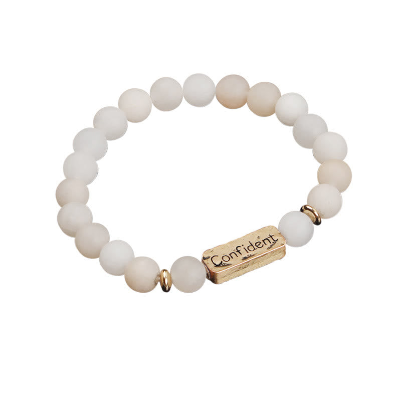 Olivenorma Natural Gemstone Confident Engraving Bracelet - White Agate - image 9