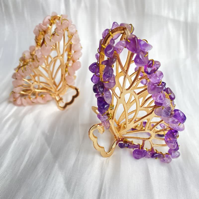 Amethyst Or Rose Quartz Butterfly Shape Hairpin - image 14