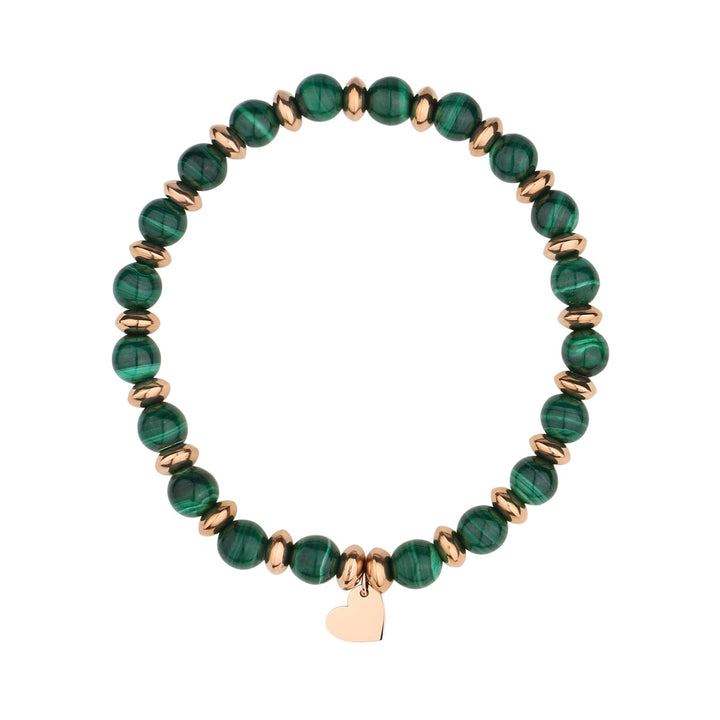 Olivenorma Natural Crystal Beaded Metal Heart Piece Pendant Bracelet - Malachite - image 9