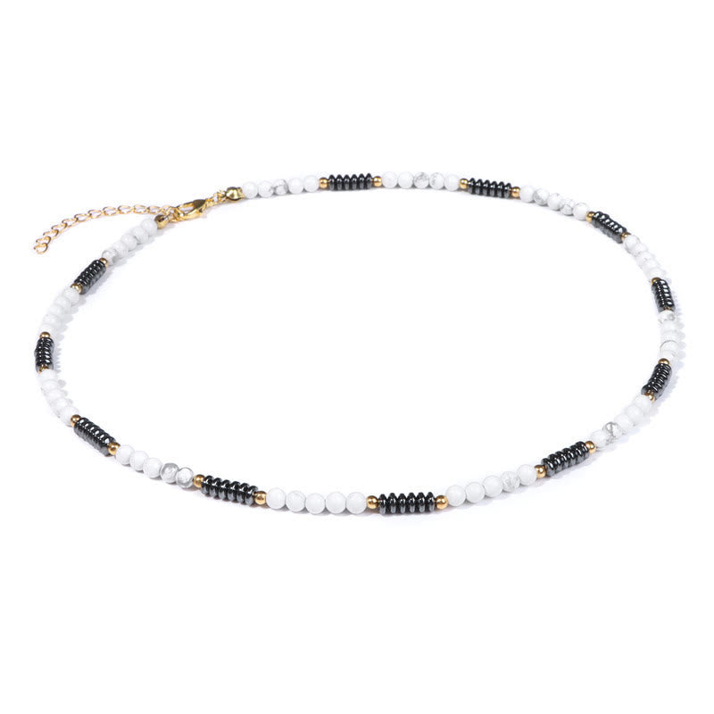 Olivenorma Gemstone & Hematite Necklace - White Turquoise&Hematite - image 9