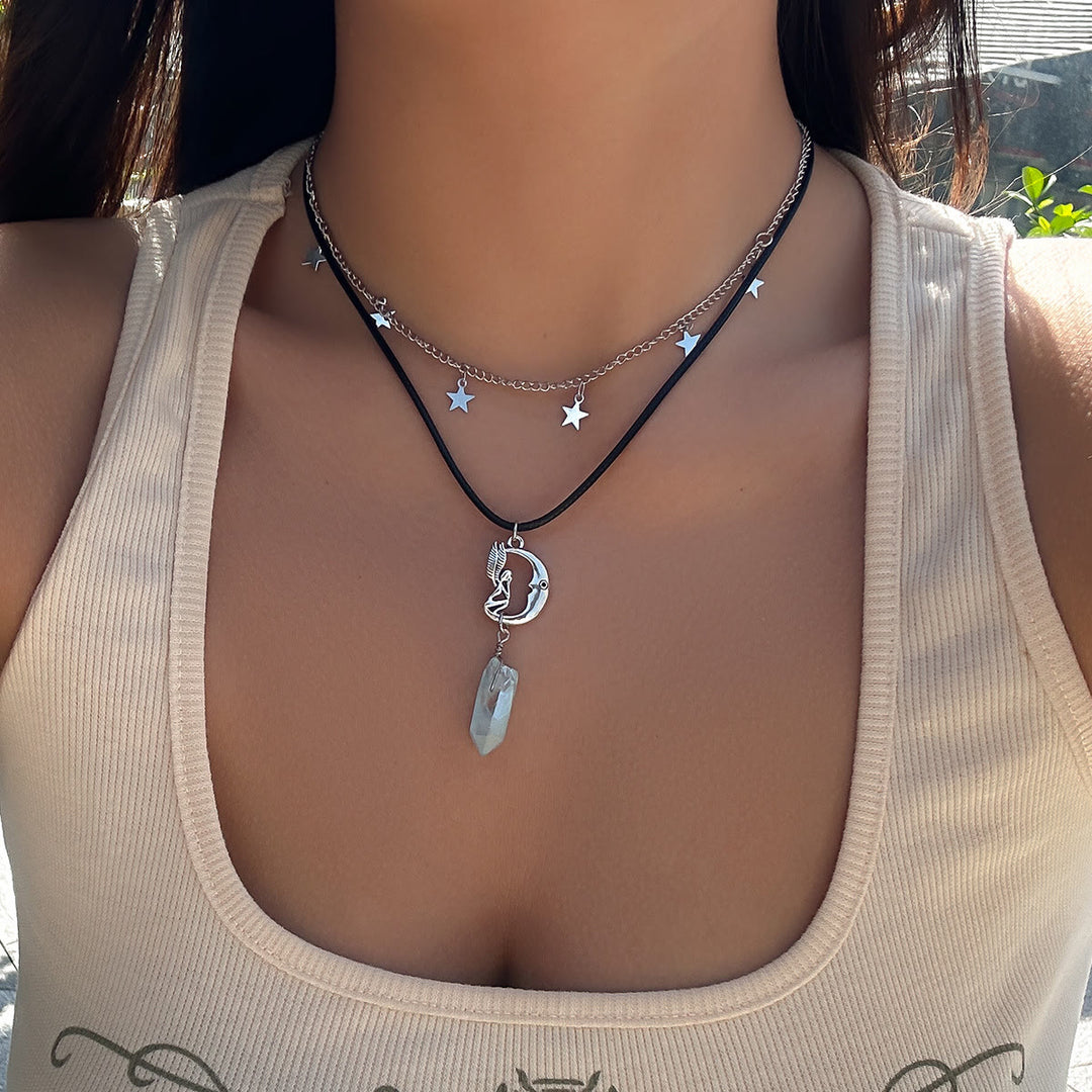 Olivenorma Natural Stone Tree of Life Evil Eye Pendant Necklace Set - Aquamarine&Moon - image 18