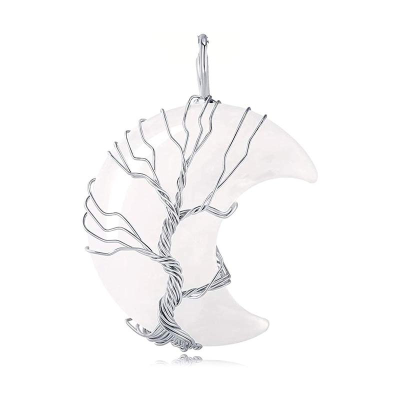 Olivenorma Natural Crystal Moon Necklace - Clear Crystal（White Crystal) - image 19