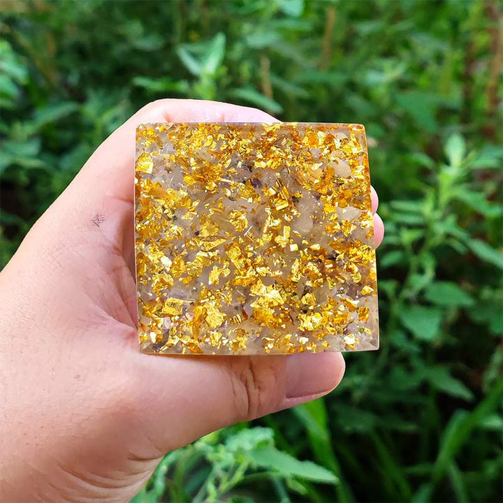 Olivenorma Amethyst with Clear Quartz Libra Zodiac Orgone Pyramid - image 3