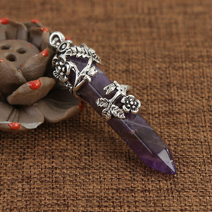 Olivenorma Natural Stone Rose Spiritual Healing Necklace - Amethyst - image 4