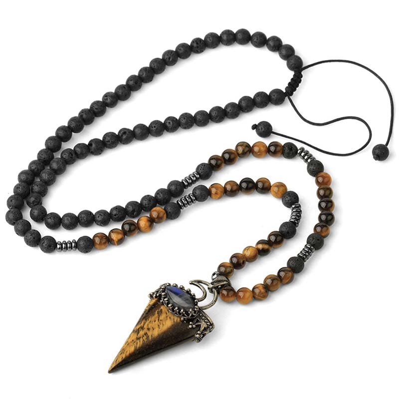 Olivenorma Natural Stone Prismatic Meditation Beaded Necklace - Tiger Eye - image 1