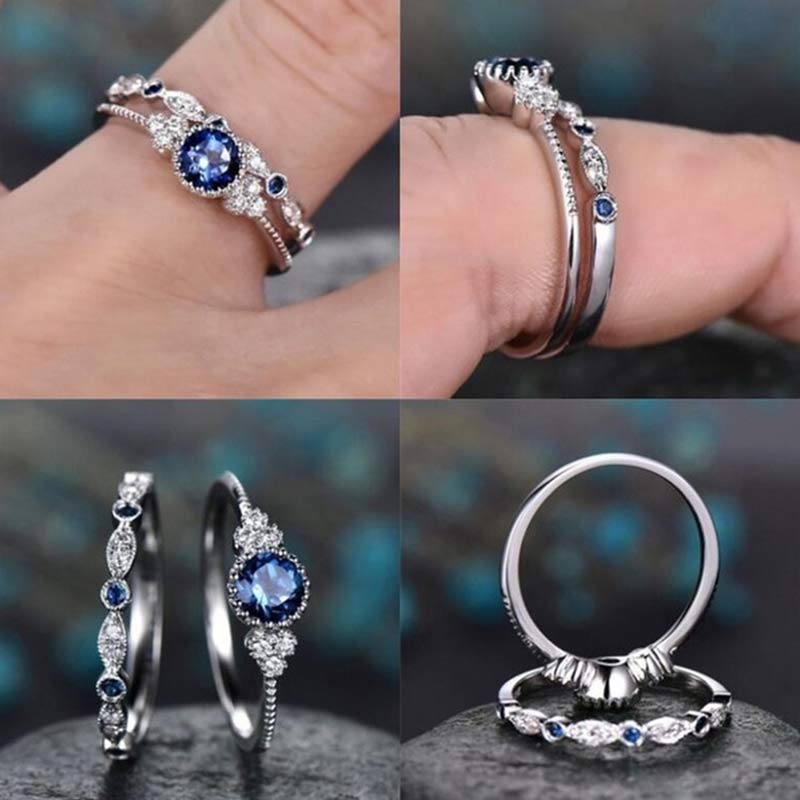 Wealth Goddess Emerald Zircon 2Pcs/Set Ring - image 11