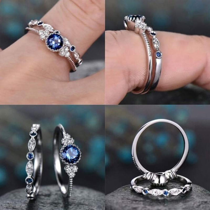 Wealth Goddess Emerald Zircon 2Pcs/Set Ring - image 11