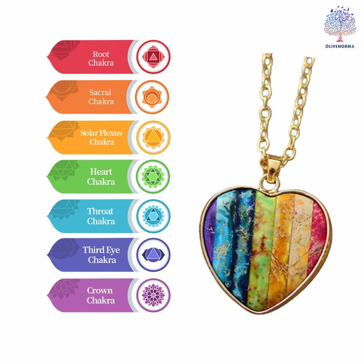 Olivenorma 7 Chakra Heart Pendant Necklace - image 2