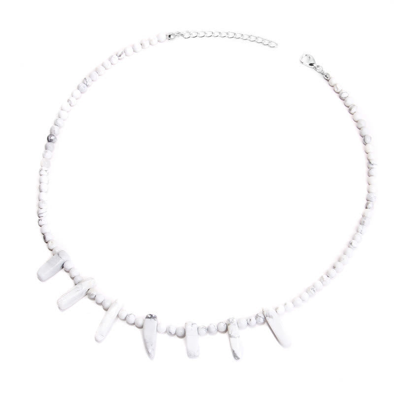 Olivenorma 4mm Bead Natural Tusk Stone Bohemian Necklace - White Turquoise - image 16
