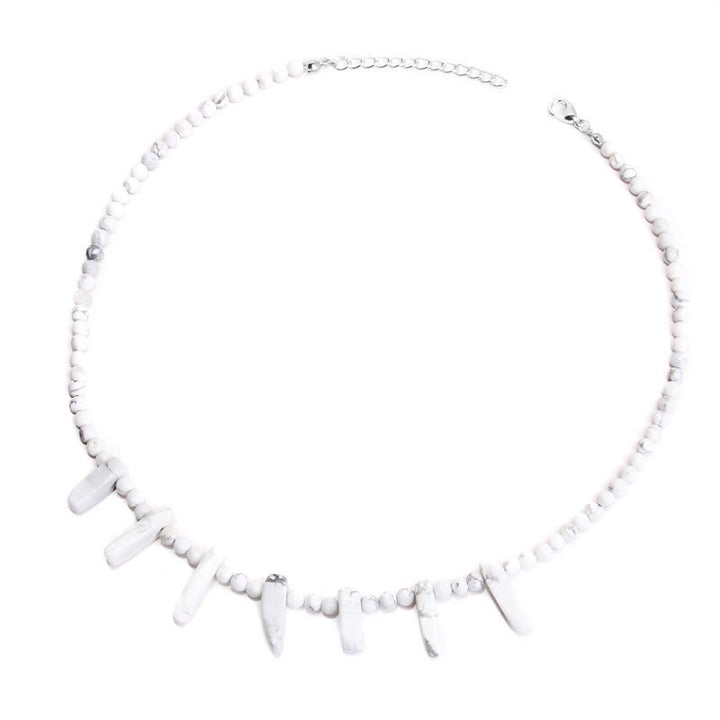 Olivenorma 4mm Bead Natural Tusk Stone Bohemian Necklace - White Turquoise - image 16