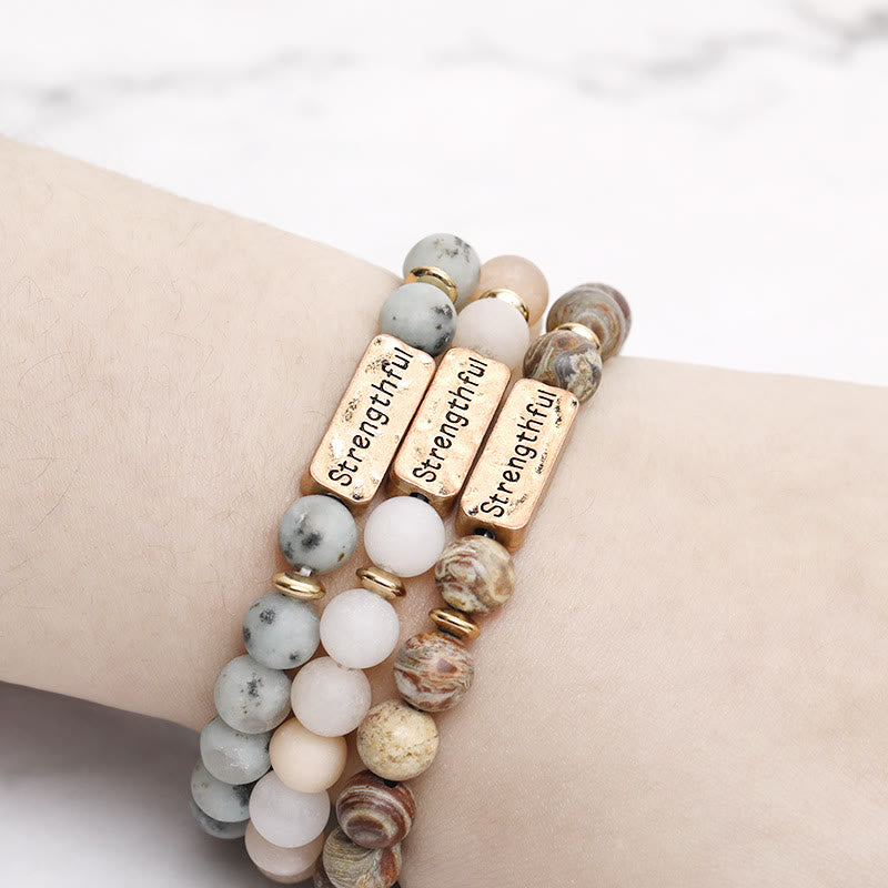 Olivenorma Natural Gemstone Strengthful Engraving Bracelet - image 2
