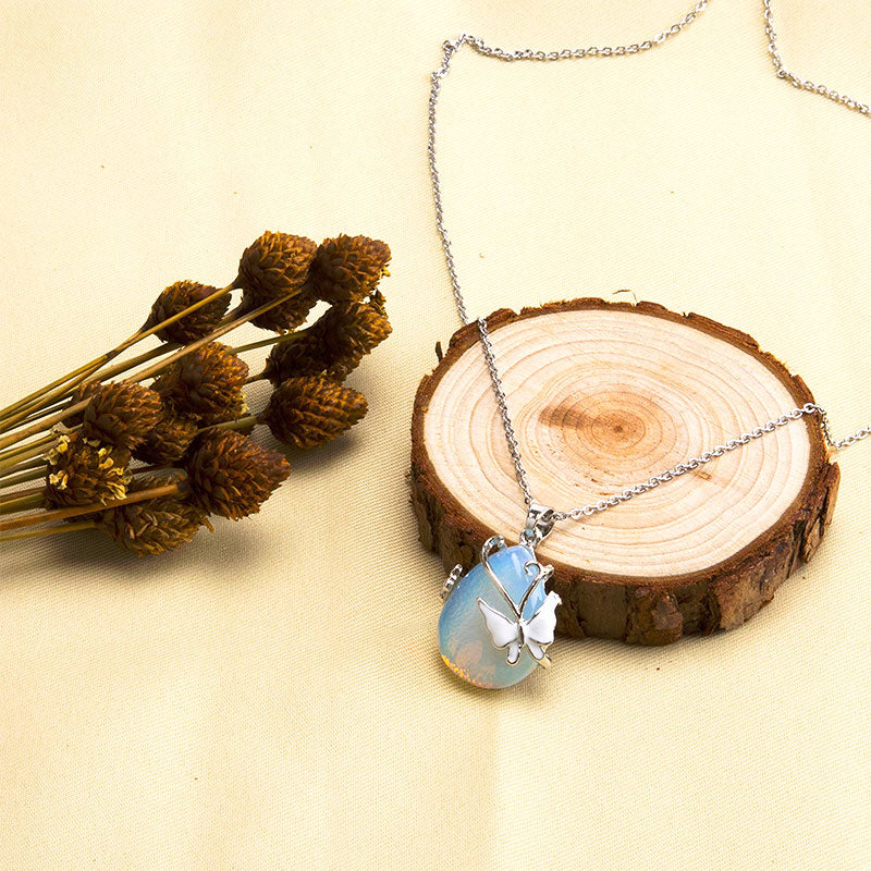Crystal Butterfly Wings Gemstone Necklace - image 11