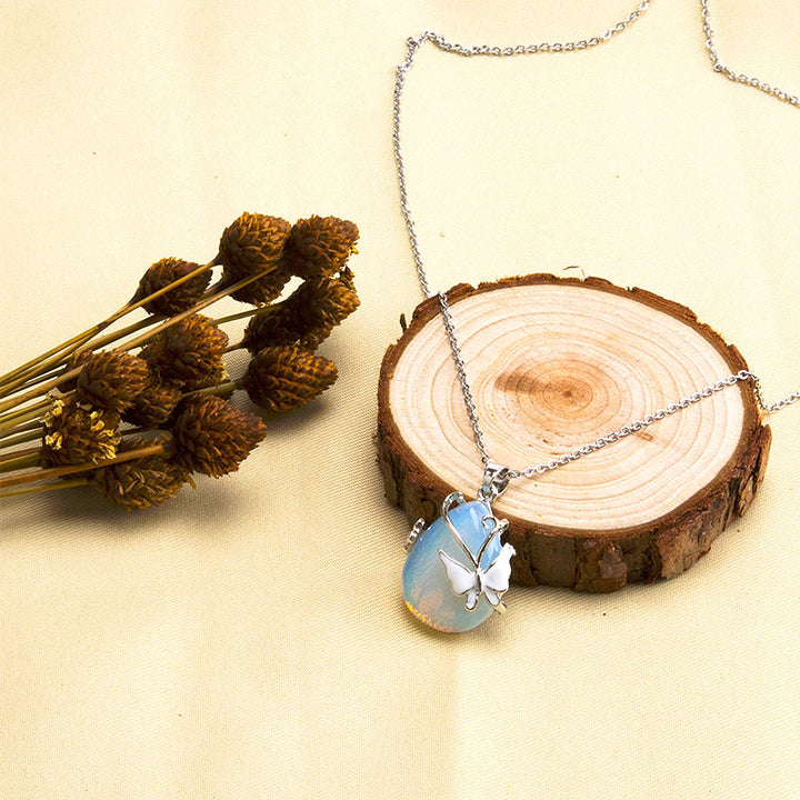 Crystal Butterfly Wings Gemstone Necklace - image 11