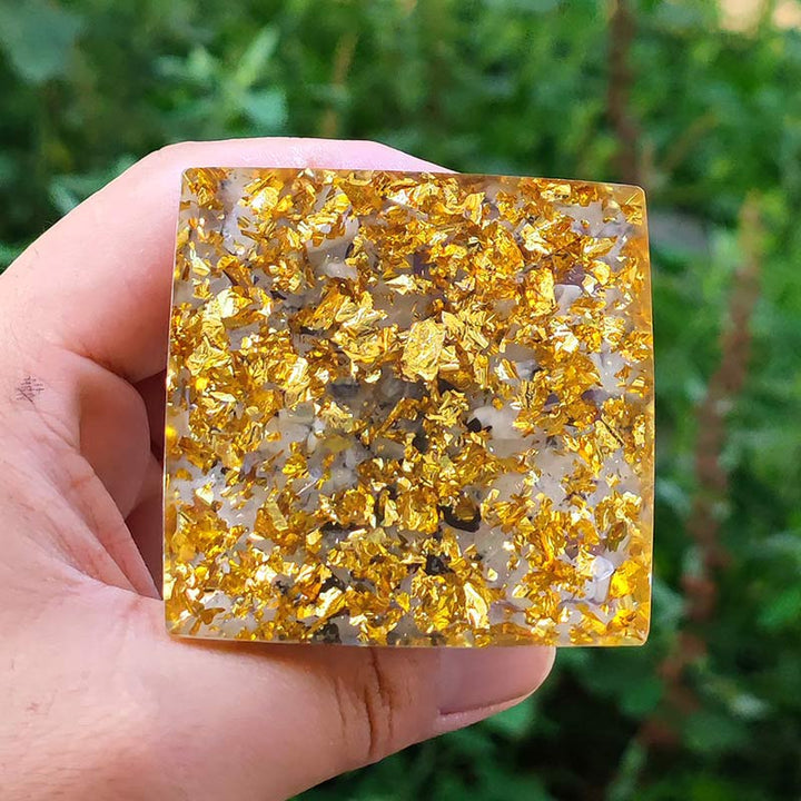 Olivenorma Amethyst with Clear Quartz Leo Zodiac Orgone Pyramid - image 2