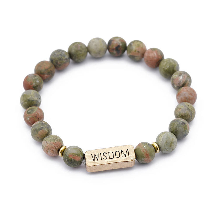 Olivenorma Natural Gemstone Wisdom Engraving Bracelet - Unakite - image 4