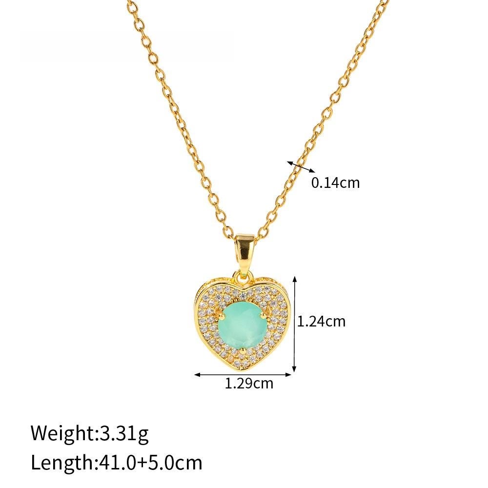 Olivenorma Pink Opal Amazonite Gold Heart Pendant Necklace - image 3