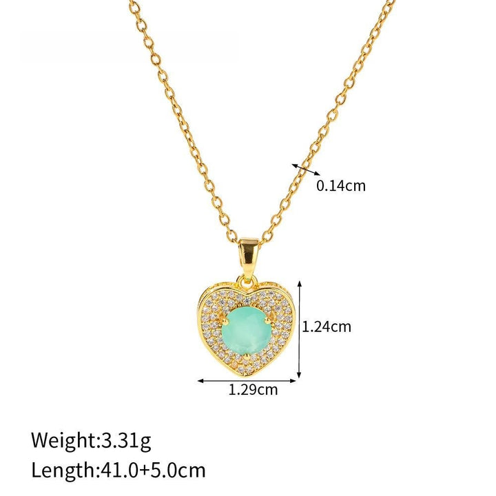 Olivenorma Pink Opal Amazonite Gold Heart Pendant Necklace - image 3