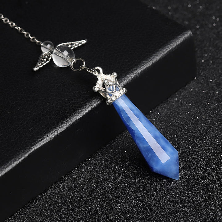 Olivenorma Labradorite Crystal Angel Wings Pendulum - Blue Aventurine - image 41