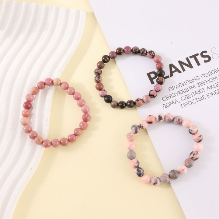 Olivenorma Rhodochrosite Pink Zebra Stone 8mm Handmade Beaded Bracelet - image 8