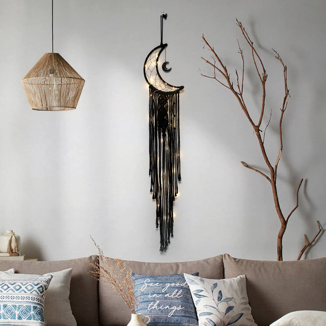 Olivenorma Black Onyx Moon Macrame Tassel Dream Catcher - image 7